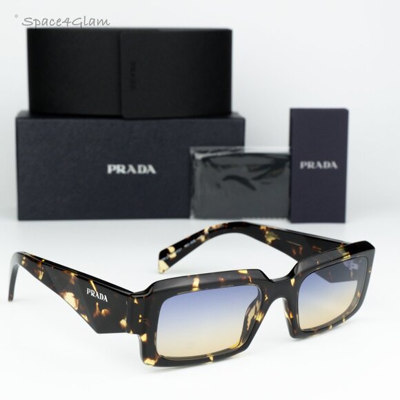 NEW Prada PR27ZS 16O50E Black Tortoise Gradient Yellow Blue Square Sunglasses - Picture 3 of 6